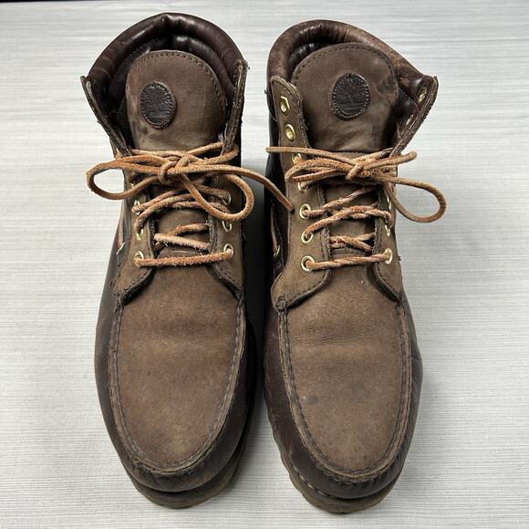 Timberland 7 Eye Chukka Boots Men’s Size 10 Brown Leather Moc Toe Casual Shoes